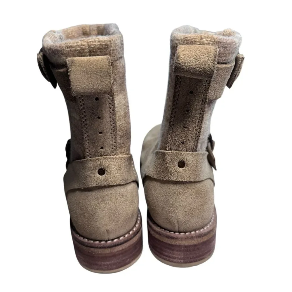 Woolrich Wool Lining Baltimore Harness Ankle Boots Tan Suede Outer Size 9